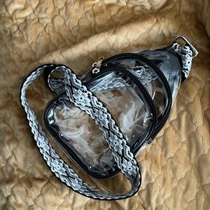 Transparent Crossbody Bag with Black Accents